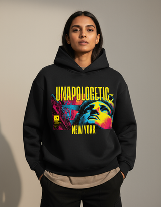 UNAPOLOGETIC | Fleeced Boxy Black Hoodie - NYC Edition